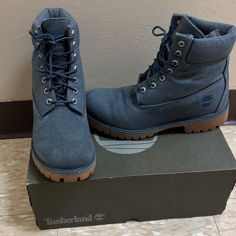Timberland Men's Blue Canvas Boots